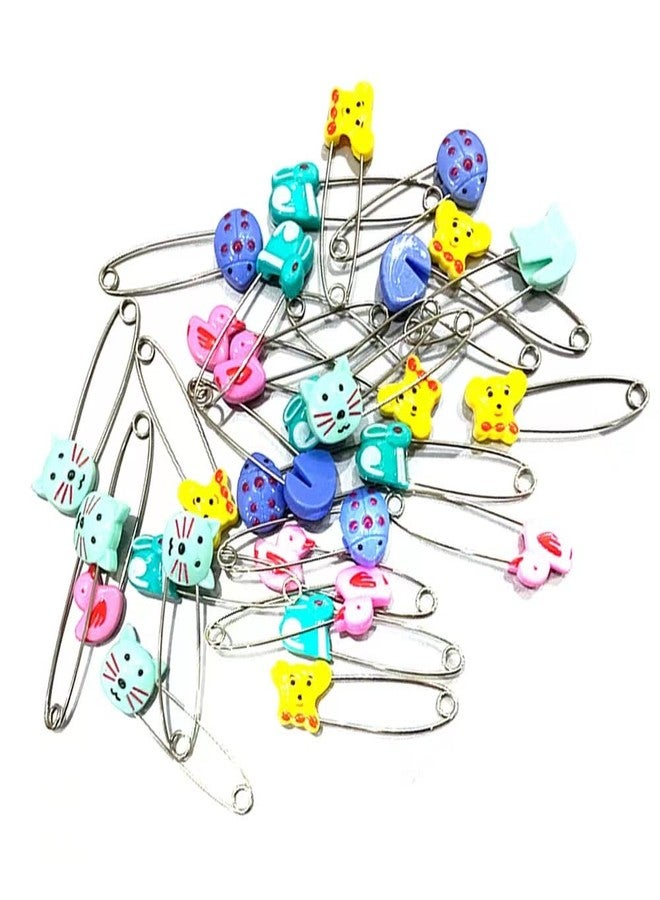 GTONEE Cute Animal Fruit Baby Safety Pins Secure Clips for Fastening Baby Clothes Diaper Napkins Stainless Steel 5CM 30PCS (Animal) - Image 2