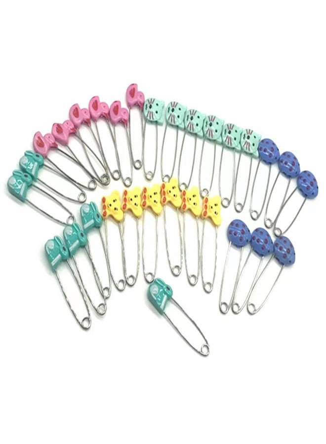 GTONEE Cute Animal Fruit Baby Safety Pins Secure Clips for Fastening Baby Clothes Diaper Napkins Stainless Steel 5CM 30PCS (Animal) - Image 1