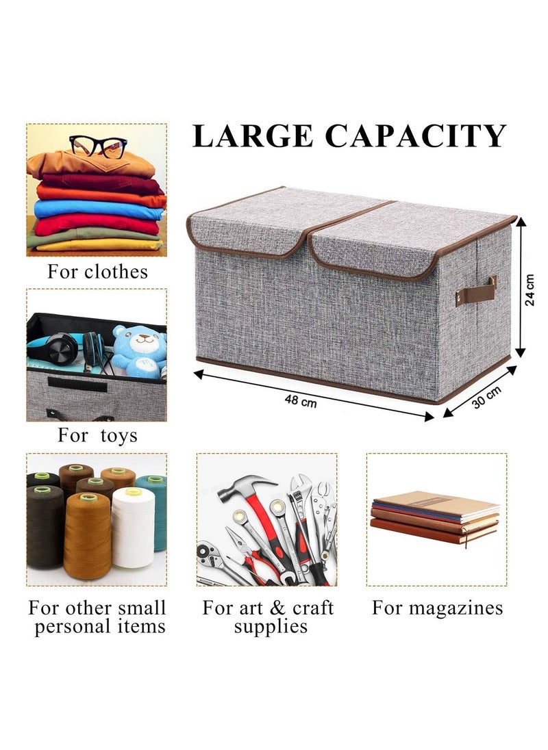 SGMSC SGMSC Foldable Cloth Storage Box Clothes Organizer for Wardrobe Books Toys and Other Supplies with Lid 2 Grid  - Image 2