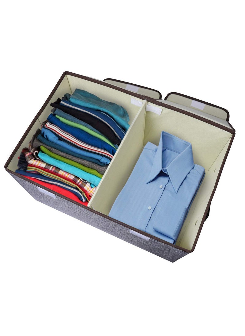 SGMSC SGMSC Foldable Cloth Storage Box Clothes Organizer for Wardrobe Books Toys and Other Supplies with Lid 2 Grid  - Image 3