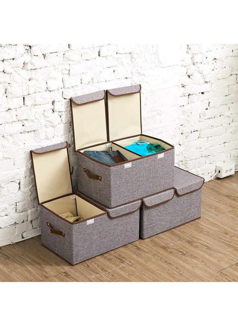 SGMSC SGMSC Foldable Cloth Storage Box Clothes Organizer for Wardrobe Books Toys and Other Supplies with Lid 2 Grid  - Image 5