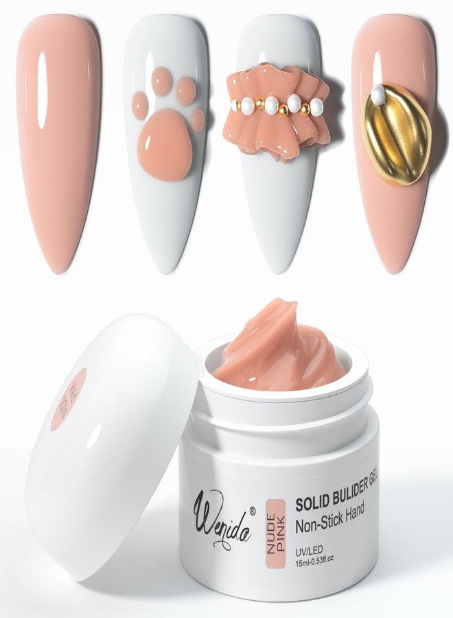 Wenida Solid Builder Gel Wenida Nude Pink 15ml Nail Extension Gel Non Stick Hand Sculpture Gel Nail Carving Gel Nail Strengthen Gel for Home DIY Nail Manicure Art - Image 1
