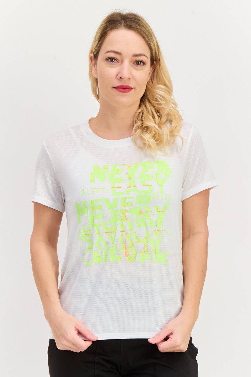 PUMA تي شيرت تدريب قصير الأكمام للنساء، أبيض - Image 1