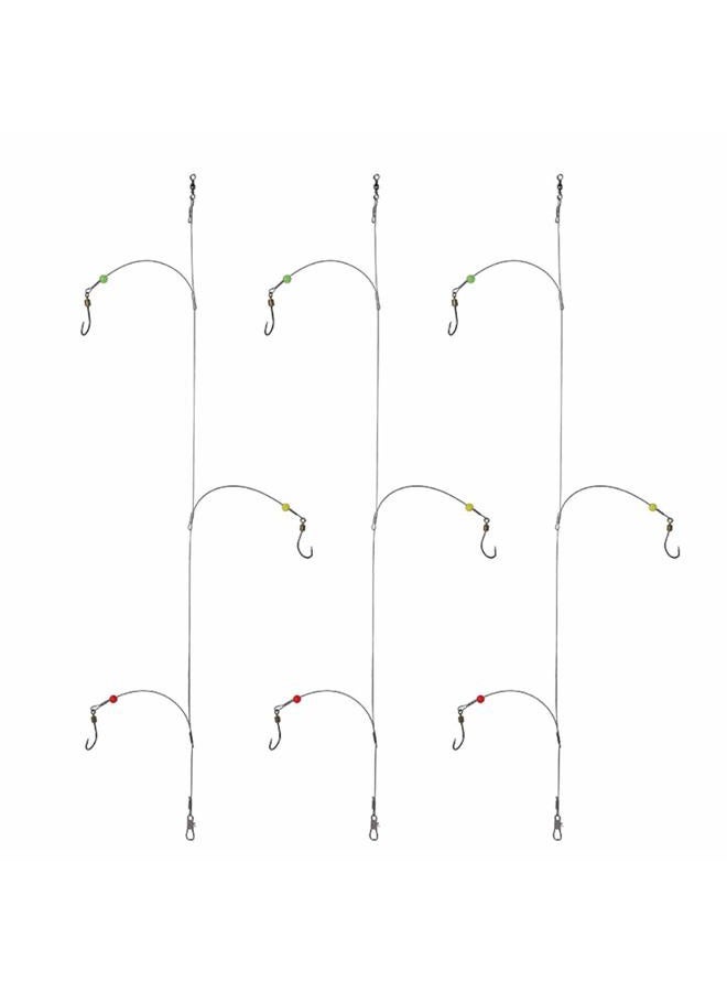 Dyxssm Fishing Hook Line Stainless Steel, Fishing Rigs Wire Leader with Rolling Swivel and Barb Hooks (Type-B: 3 Hooks rig, 24#) - Image 1