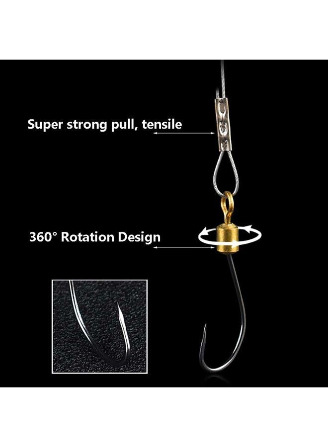 Dyxssm Fishing Hook Line Stainless Steel, Fishing Rigs Wire Leader with Rolling Swivel and Barb Hooks (Type-B: 3 Hooks rig, 24#) - Image 3