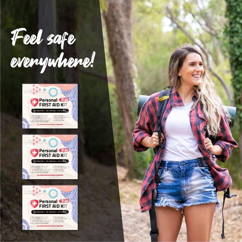 pH Advantage 3 x Portable Travel Size First Aid Kit  Perfect for Home Office Car School Business Travel Hiking Hunting and Outdoors  Individually Wrapped First Aid Products Shapes - Image 3