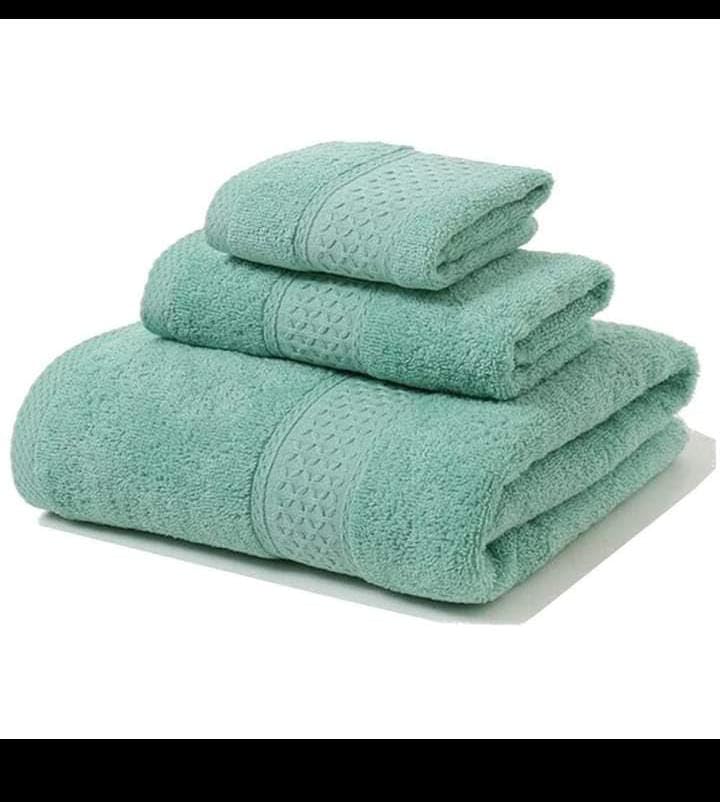 OMAJA HOME OMAJA HOME Cotton Super Absorbent Bath Hand Face Towel for Unisex | Special Wedding Gift Diwali Navratri Karwachauth (Pack of 3: 1 Bath 1 Hand 1 Face Towel) (Aqua) 