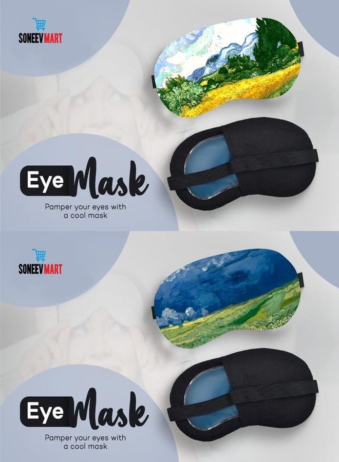 SONEEV MART قناع العين الجل الفاخر من SONEEV MART للاسترخاء المهدئ وتخفيف التوتر قابل لإعادة الاستخدام والعلاج البارد مثالي للعيون المنتفخة، والهالات السوداء، وتخفيف الصداع [عبوة من 2] - Image 2