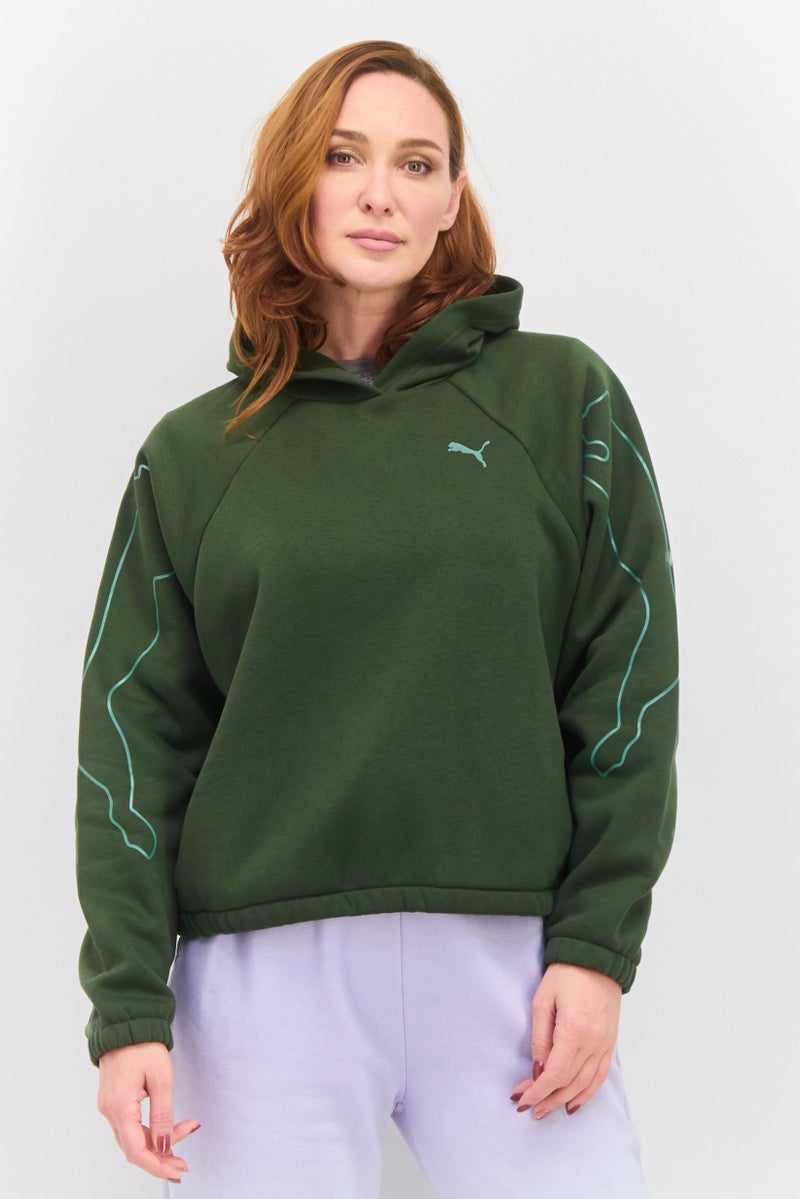 PUMA Women Relaxed Fit Outdoor Hoodie, Army Green  - Image 1