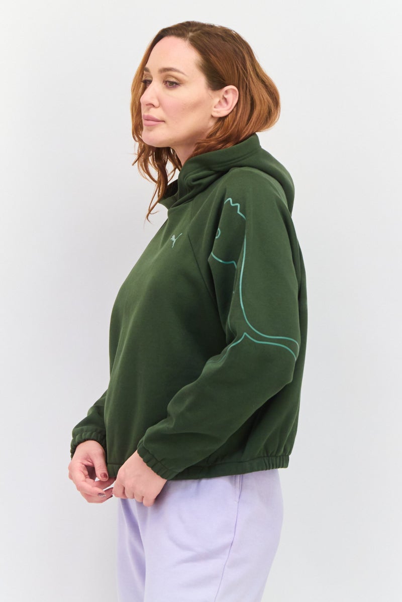PUMA Women Relaxed Fit Outdoor Hoodie, Army Green  - Image 4