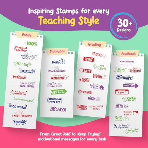 Promot Teacher Stamp - Self Inking Teacher Stamps for Kids, Classroom, or Homeschool Use - Encouraging “Incomplete Please Finish” Feedback Tool for Teachers, Grading Stamps for Teachers & Rewards - Image 2