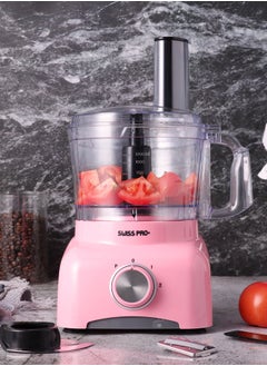 Swiss Pro+ Food Processor 13 Pieces - Kitchen Mixer - Vegetable Cutter Electric 800 W - Food Processor - Plastic - pink - 1.2 L  - Image 2