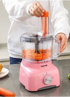 Swiss Pro+ Food Processor 13 Pieces - Kitchen Mixer - Vegetable Cutter Electric 800 W - Food Processor - Plastic - pink - 1.2 L  - Image 4