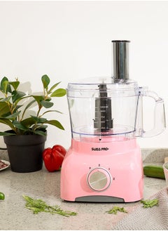 Swiss Pro+ Food Processor 13 Pieces - Kitchen Mixer - Vegetable Cutter Electric 800 W - Food Processor - Plastic - pink - 1.2 L  - Image 1