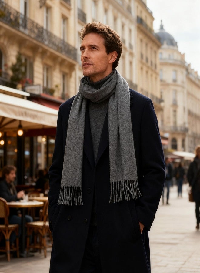 XuoAz Winter Scarf for Men Women - Soft Warm Cashmere Feel Scarves Long Mens Shawl, Grey, M - Image 2