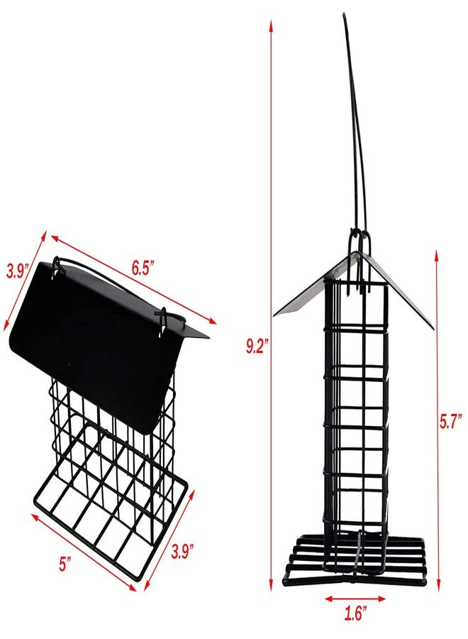 Mcage Durable Roof Top Bird Parrot Suet Reusable Feeder for Outside Garden Yard Patio Hanging Metal Suet Cake Holder Squirrel Proof Weatherproof for Wild Hummingbird Woodpecker Single Suet Cage - Image 4