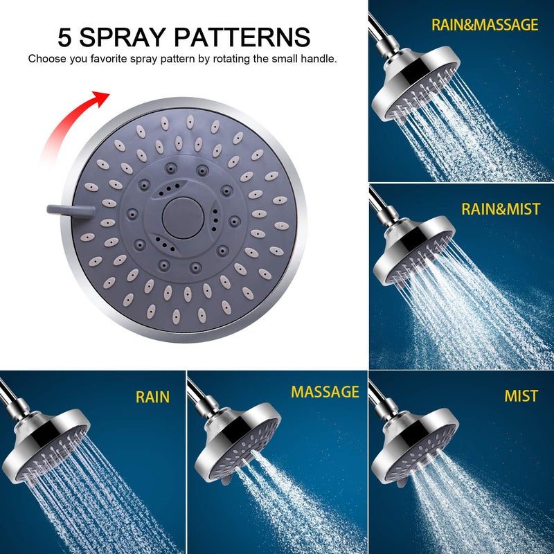 FEELSO Shower Head and 15 Stage Shower Filter Combo, High Pressure 5 Spray Settings Filtered Showerhead with Water Softener Filter Cartridge for Hard Water Remove Chlorine and Harmful Substances - Image 4