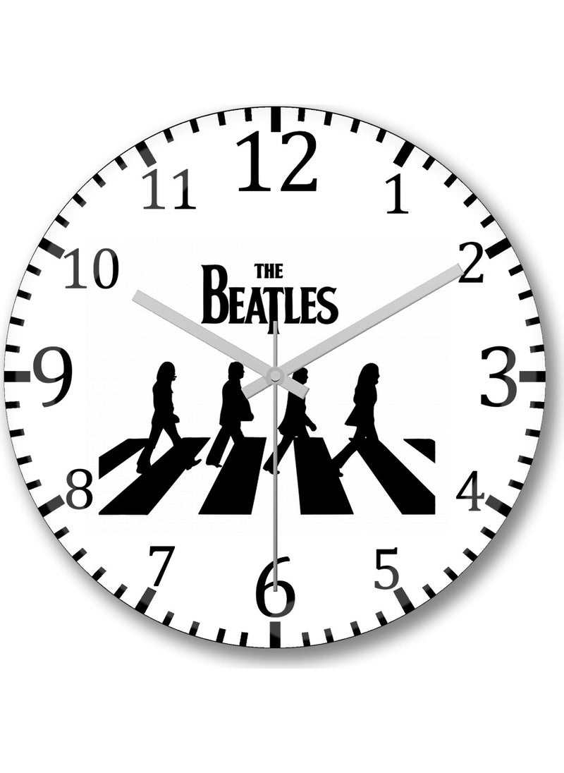 Baskı Dükkanı Print Shop The Beatles Wall Clock Curved Real Glass  - Image 1