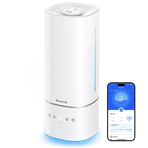 GoveeLife Humidifiers for Bedroom, 6L Top Fill Cool Mist Humidifier for Large Room, Auto Mode, Adjustable Mist, Quiet Sleep Mode, WiFi Smart Air Humidifier with RGB for Baby, Plants, Work with Alexa - Image 1