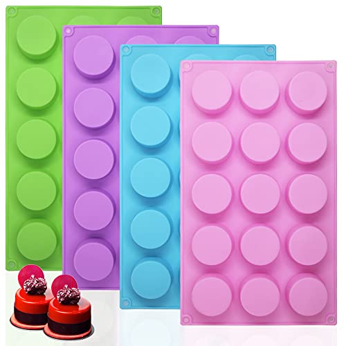 SENHAI 4 Psc Cylinder Silicone Molds SENHAI 15 Hole Silicone Molds for Chocolate Cake Candy Soap Muffins Brownie Pudding Baking - Image 1