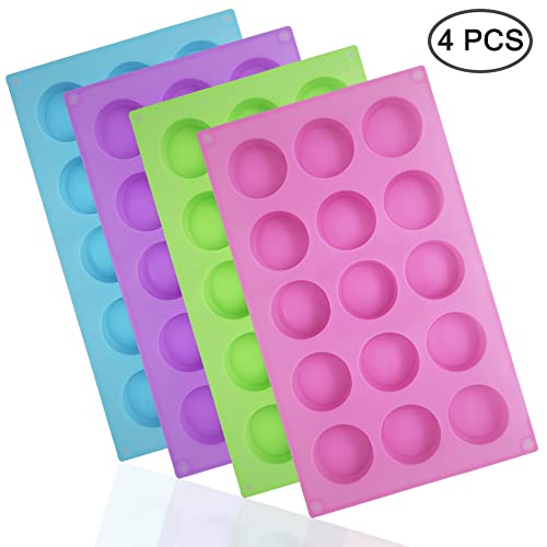 SENHAI 4 Psc Cylinder Silicone Molds SENHAI 15 Hole Silicone Molds for Chocolate Cake Candy Soap Muffins Brownie Pudding Baking - Image 3
