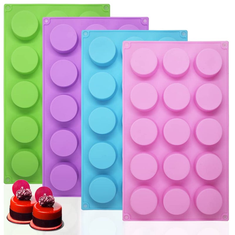 SENHAI 4 Psc Cylinder Silicone Molds SENHAI 15 Hole Silicone Molds for Chocolate Cake Candy Soap Muffins Brownie Pudding Baking - Image 2