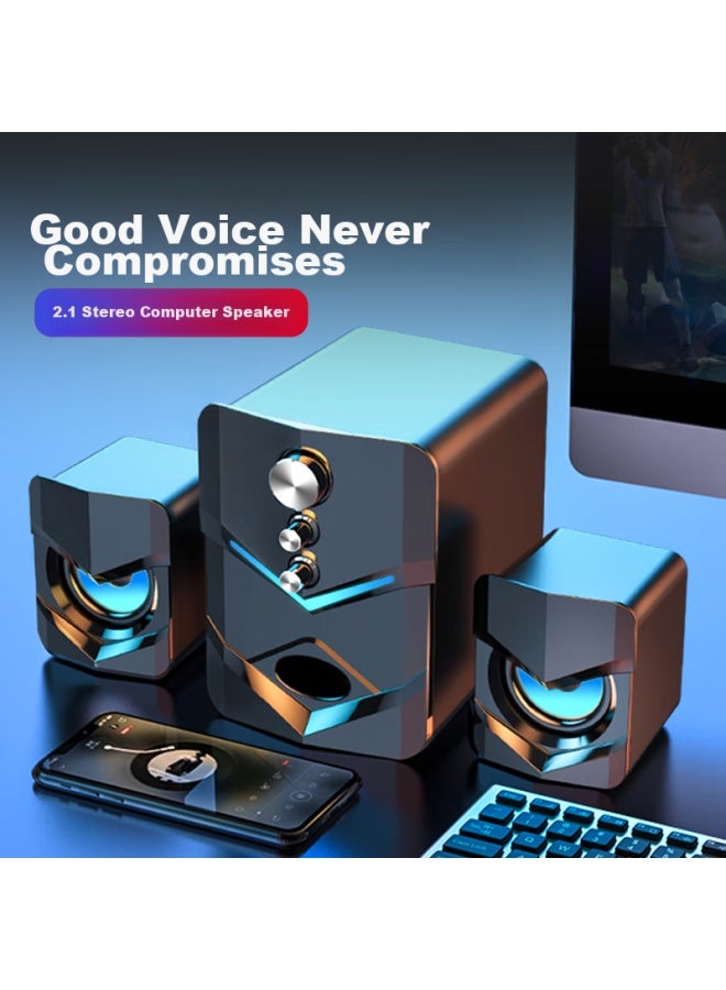 SADA D-222 Computer Speakers, Desktop Subwoofer, Home Multimedia 2.1 Channel, Usb Wired, Small Steel Cannon, For Mobile Phones And Laptops - Image 1