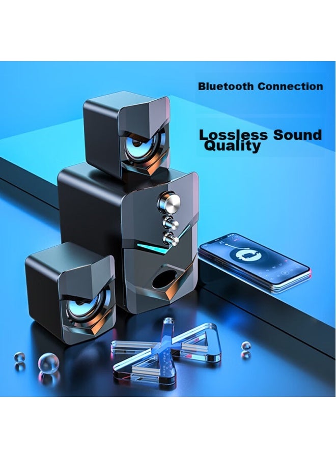 SADA D-222 Computer Speakers, Desktop Subwoofer, Home Multimedia 2.1 Channel, Usb Wired, Small Steel Cannon, For Mobile Phones And Laptops - Image 3