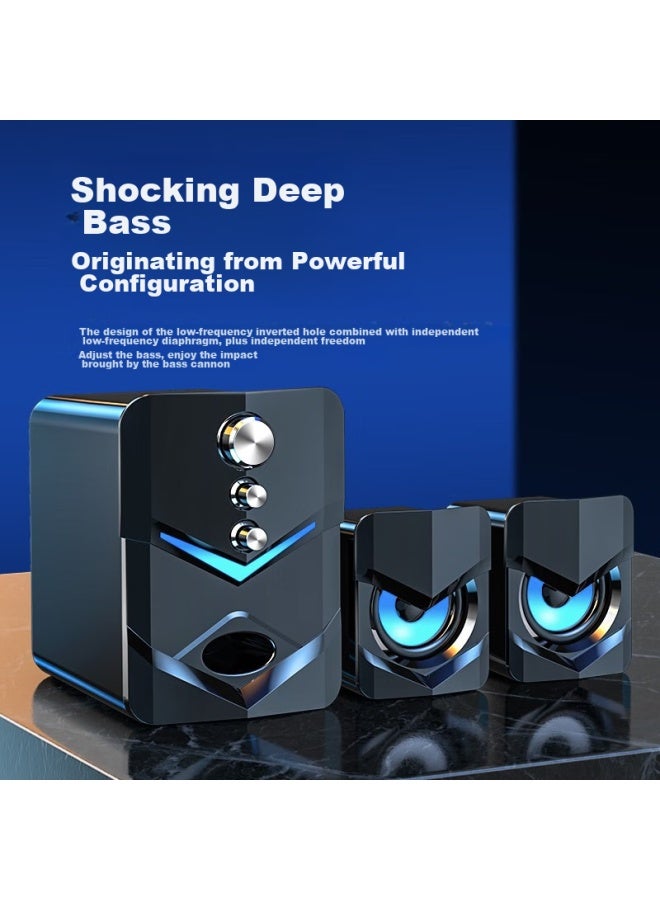 SADA D-222 Computer Speakers, Desktop Subwoofer, Home Multimedia 2.1 Channel, Usb Wired, Small Steel Cannon, For Mobile Phones And Laptops - Image 4
