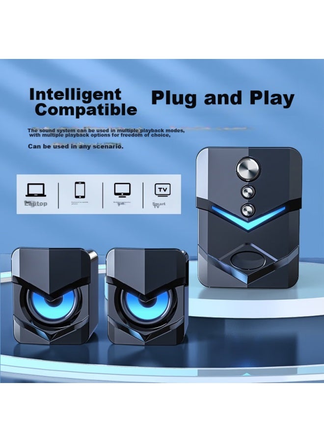 SADA D-222 Computer Speakers, Desktop Subwoofer, Home Multimedia 2.1 Channel, Usb Wired, Small Steel Cannon, For Mobile Phones And Laptops - Image 5