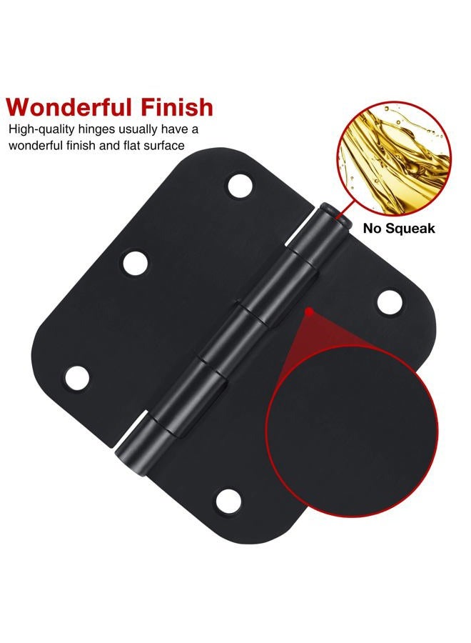 TDCHINGES Rounded Door Hinges 3-1/2" x 3.5 inch, 5/8 Radius, Matte Black 3 ½ Inch 18 Pack, No Squeak,Hinges for Doors Office Bed Room,Outdoor Window,Constructition Hardware - Image 2