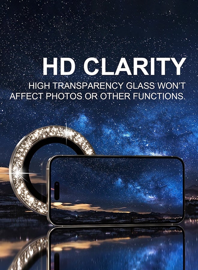 SUNDAREE Compatible for iPhone 16 Pro/iPhone 16 Pro Max Camera Lens Protector Bling, 9H Tempered Glass Camera Cover Screen Protector Metal Ring Decoration Accessories(Glitter-Titanium Desert) - Image 5