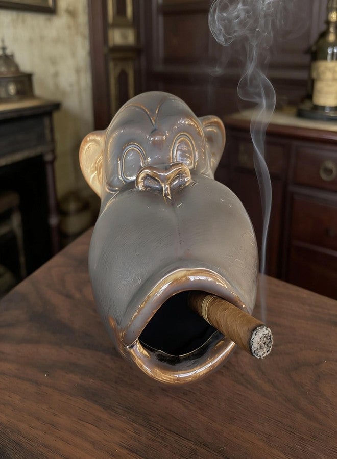 KKpxafl Cigar Ashtrays, Ceramic Monkey Ashtrays for Smokers, Elegant Ashtrays for Patio Indoor Home Decor Garden, Cigar Accessories for Men, Unique Cigar Gifts for Men - Image 1