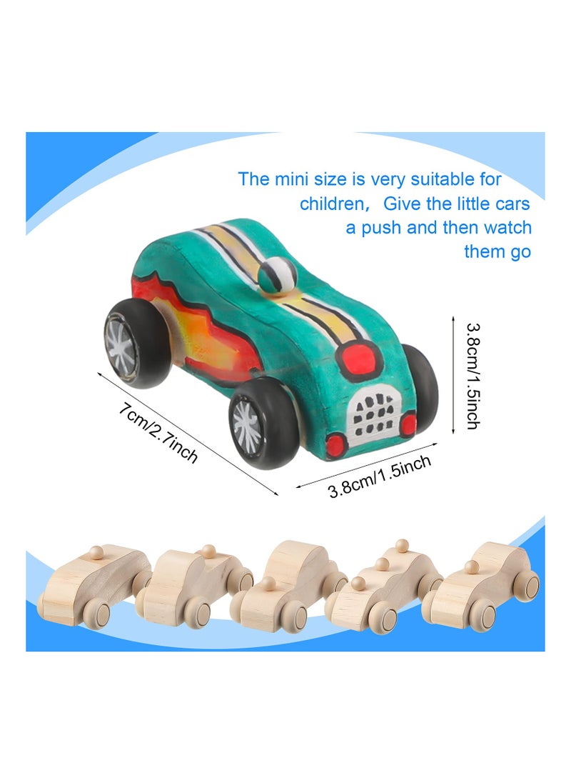 KASTWAVE 12 Pieces Unfinished Wooden Cars, Wood Diy Car Toys Wooden Car Crafts For Students Home Activities, Easy Woodworking And Family Time Set Painting Your Own Wood Car  - Image 4