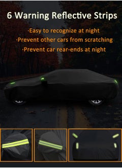 EzzySo 190T Car Cover with Reflective Strips Waterproof Scratch Resistant UV-Resistant Suitable for Sedan, Black Outdoor Full Car Cover  - Image 4