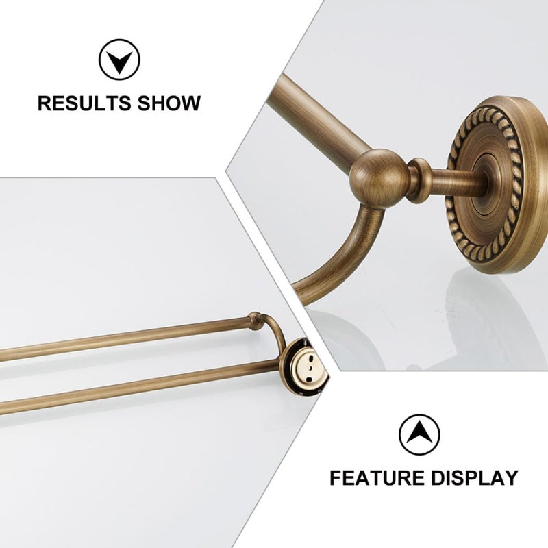 Double Rod Towel Rack 55cm Wall-Mounted Bathroom Storage Holder Brass Vintage Style Bath Towel Bar for Residential and Hospitality Use - Image 3