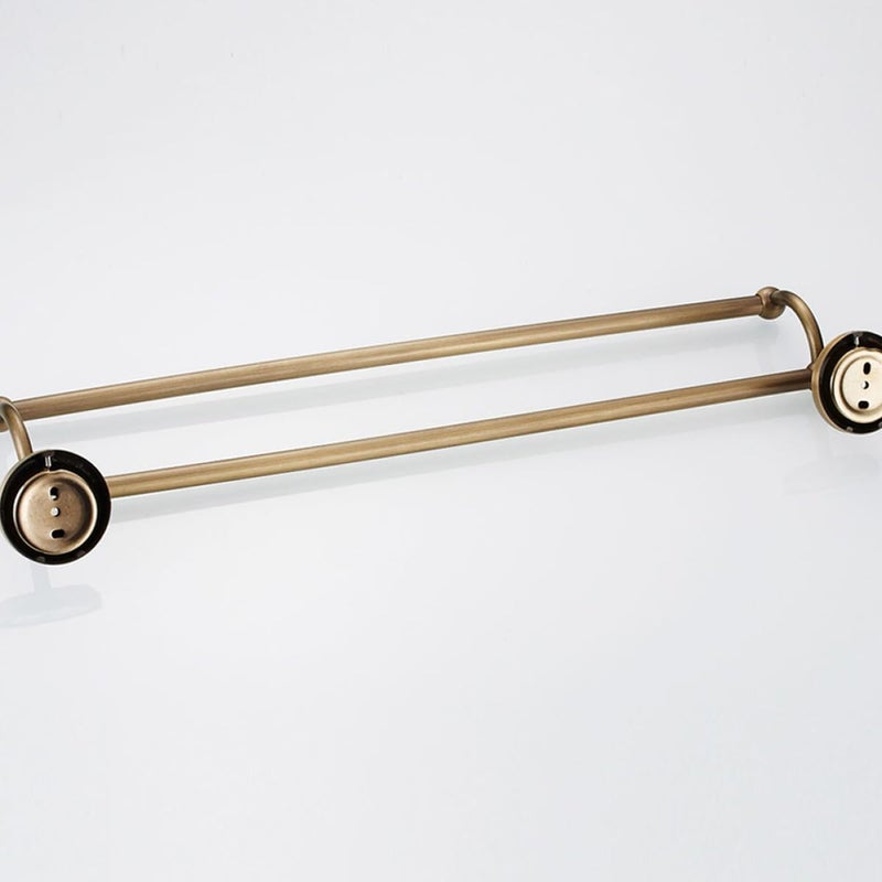 Double Rod Towel Rack 55cm Wall-Mounted Bathroom Storage Holder Brass Vintage Style Bath Towel Bar for Residential and Hospitality Use - Image 5