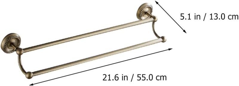 Double Rod Towel Rack 55cm Wall-Mounted Bathroom Storage Holder Brass Vintage Style Bath Towel Bar for Residential and Hospitality Use - Image 2