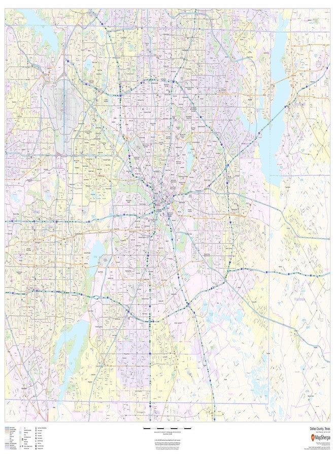 MapSherpa خريطة جدارية ورقية لمقاطعة دالاس، تكساس - 48 بوصة × 36 بوصة - Image 1