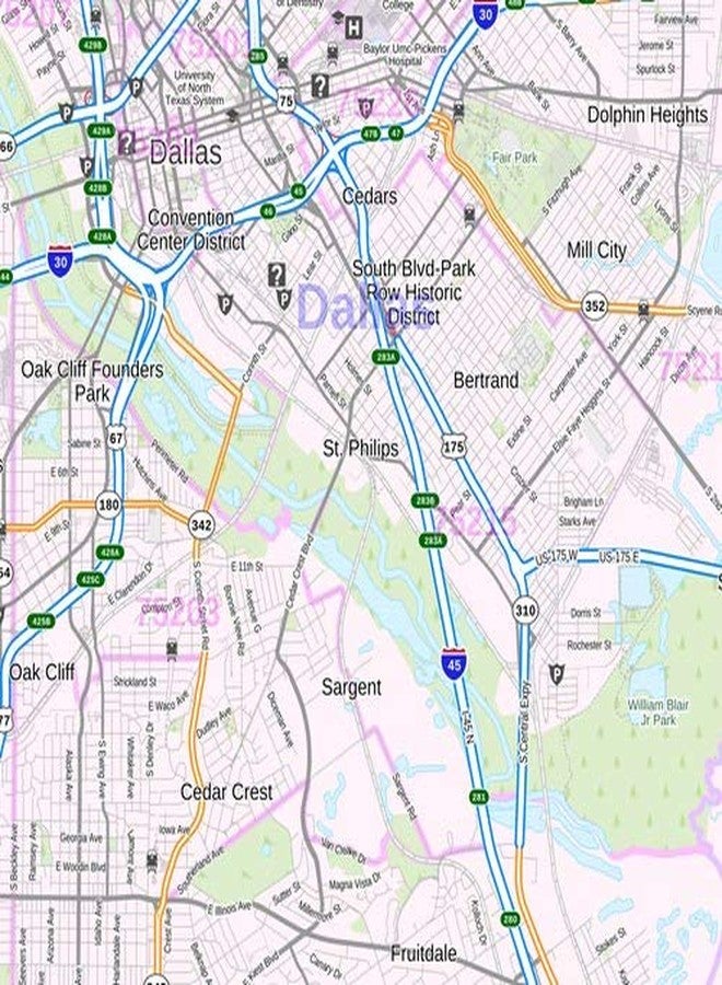 MapSherpa خريطة جدارية ورقية لمقاطعة دالاس، تكساس - 48 بوصة × 36 بوصة - Image 2