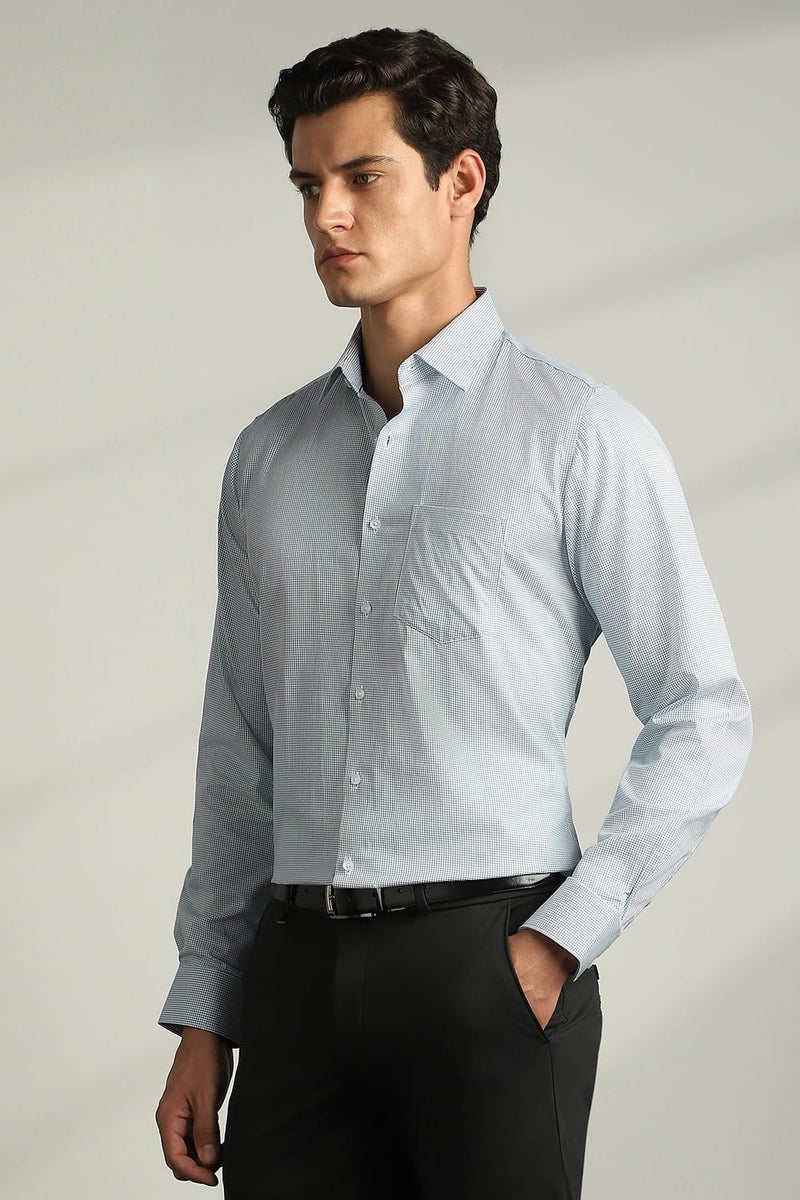 Van Heusen Men's Cotton Slim Fit Shirt (VHSFRSLB000123_Teal 44) - Image 2