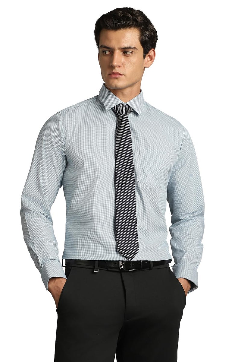 Van Heusen Men's Cotton Slim Fit Shirt (VHSFRSLB000123_Teal 44) - Image 1