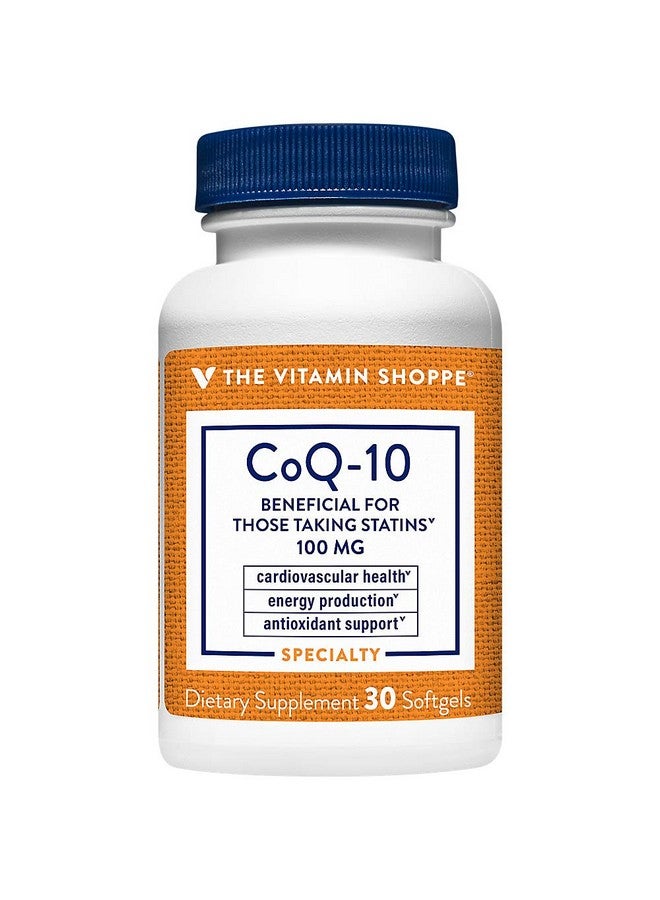 The Vitamin Shoppe CoQ-10 100mg - Beneficial for Those Taking Statins - Supports Heart & Cellular Health and Healthy Energy Production, Essential Antioxidant - Once Daily (30 Softgels) - Image 1