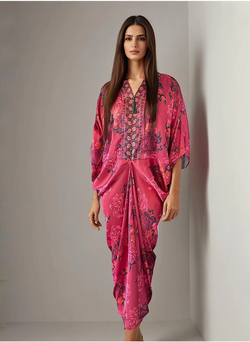 إكستاسي Floral Print Kaftan