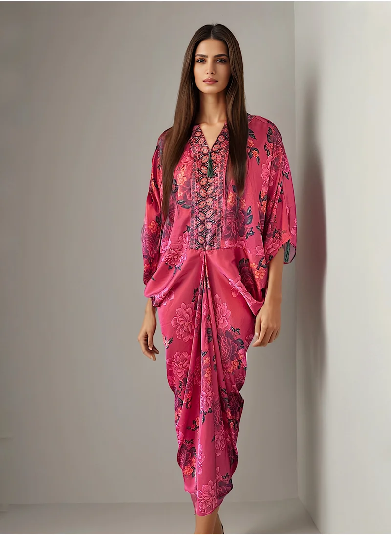 إكستاسي Floral Print Kaftan
