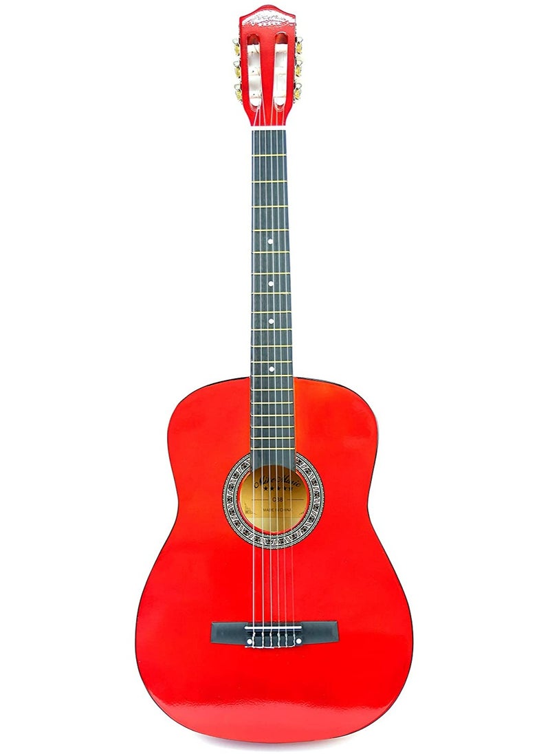 Mike Music 34 Inch Classical Guitar for Beginner Teen, 34-inch Guitar Acoustic Classic Guitar 6-Strings Classical Guitar Set With Accessories Gig Bag, Picks, Right Hand, Red  - Image 2