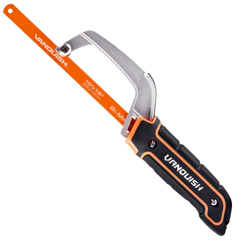 VANQUISH Hacksaw, Compact Hand Operating Hack Saw with 10 Inch Aluminum Frame, Bi-Metal HSS Blades, Suitable for Wood and Metal Mini Hacksaw 4851 - Image 1