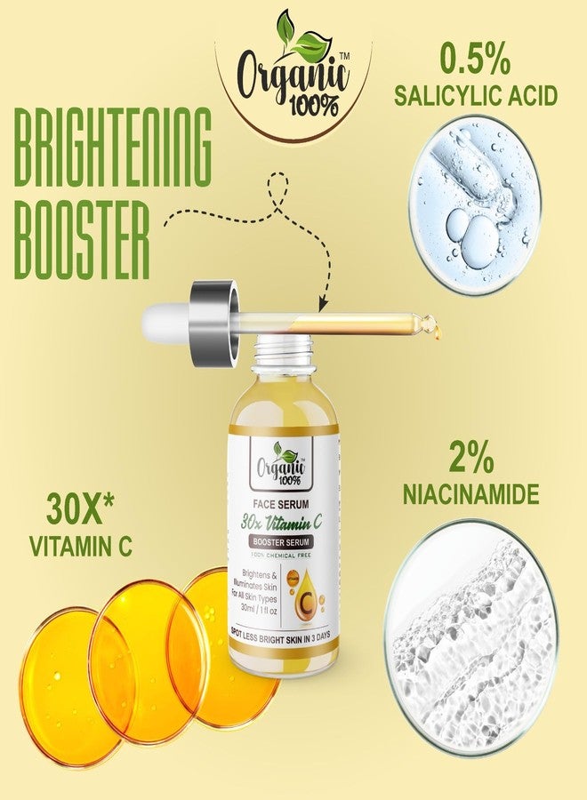 أورجانيك سيروم الوجه "أورجانيك سكين ناتشورالز"، برايت كومبليت 30X فيتامين سي بوستر، يزيد من إشراقة البشرة فورًا ويقلل من البقع مع مرور الوقت، مع 2% نياسيناميد + 0.5% حمض الساليسيليك، للرجال والنساء، 30 مل - Image 3
