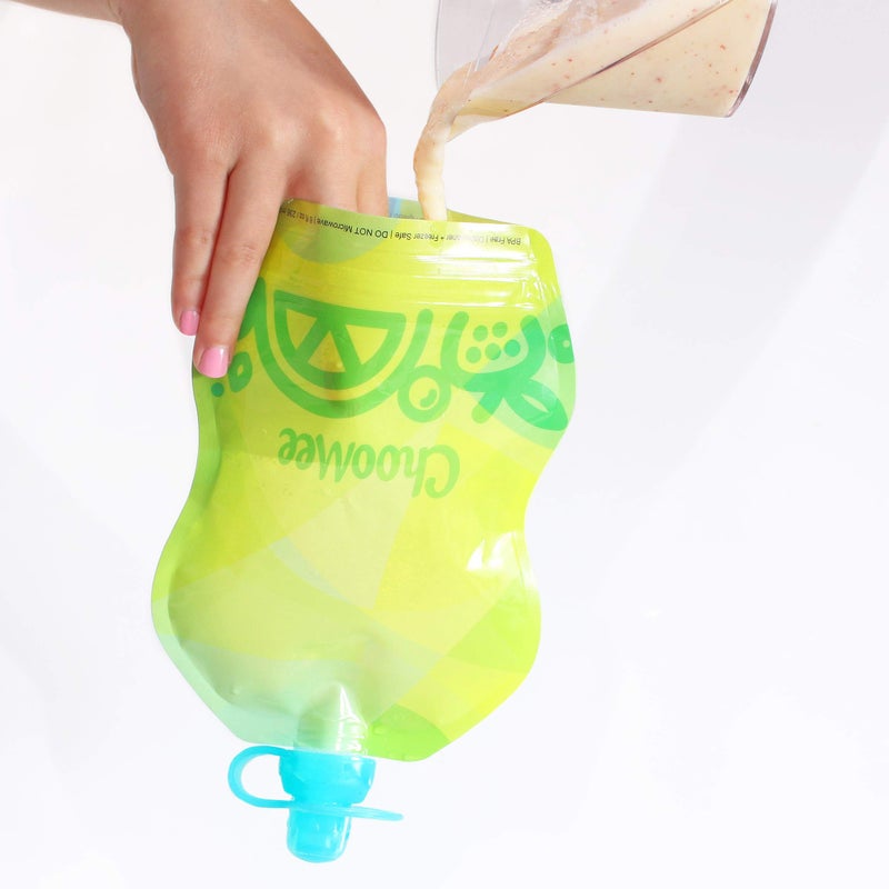 ChooMee Reusable Baby Food Storage Pouches, 8 oz | Ideal for Baby Food, Smoothies and Purees | Secure Double Lock Zipper, Wide Bottom, BPA Free | SnakPack TropiColor 6 CT - Image 3