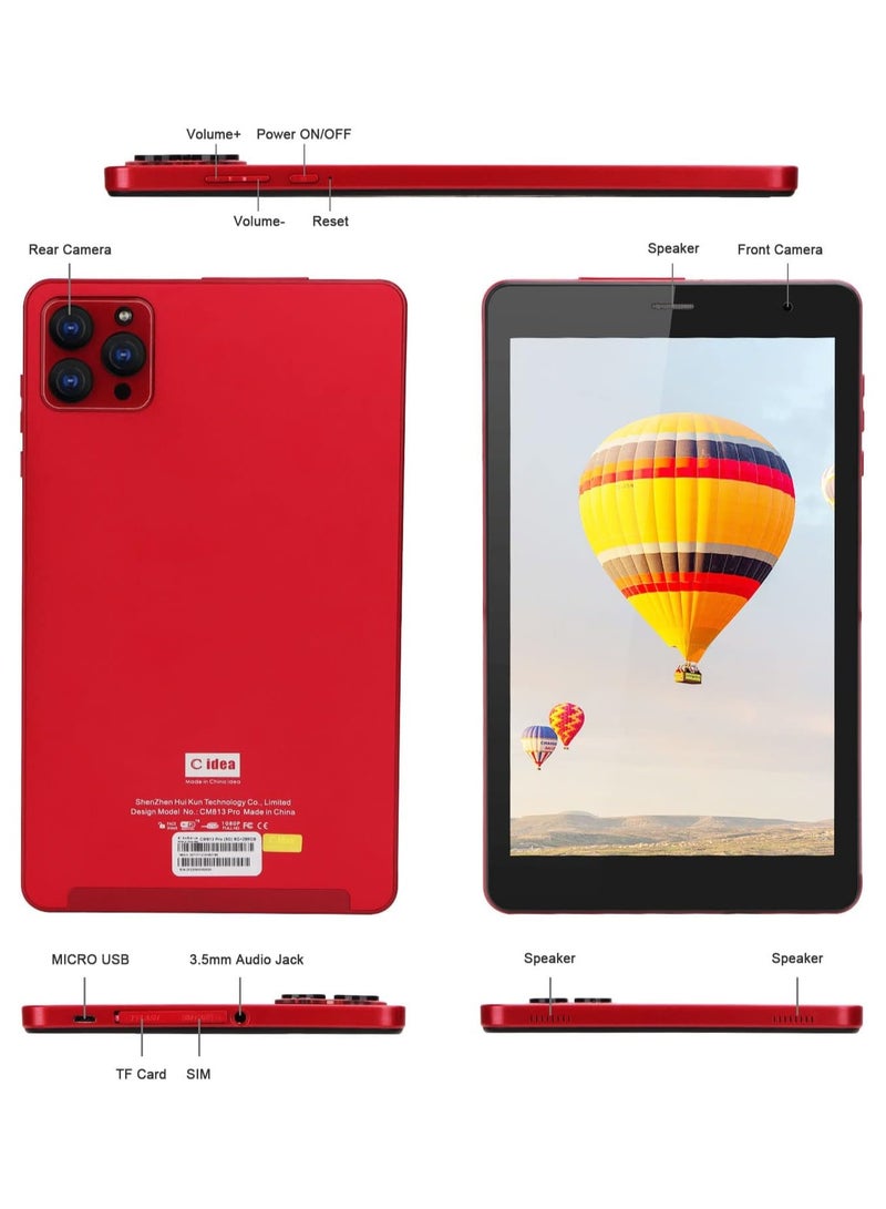 REBENUO CM813 pro Tablet  8-inch screen LTE connectivity supports 5G band Wi-Fi connection equipped with 8GB RAM and 512GB storage space with a durable shock-resistant cover (RED) - Image 2